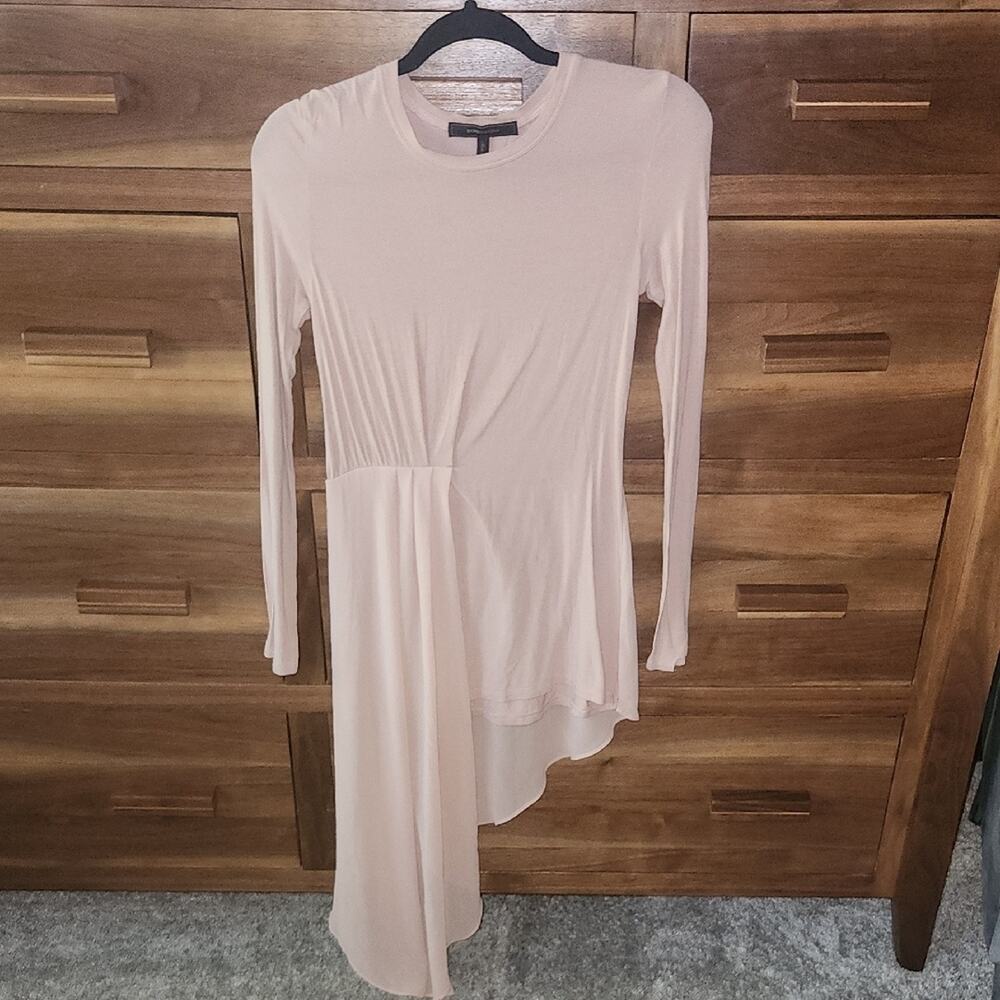 BCBGMaxAzria Blush Long Sleeve Feminine Flowy Magical Sheath Contemporary XS Top